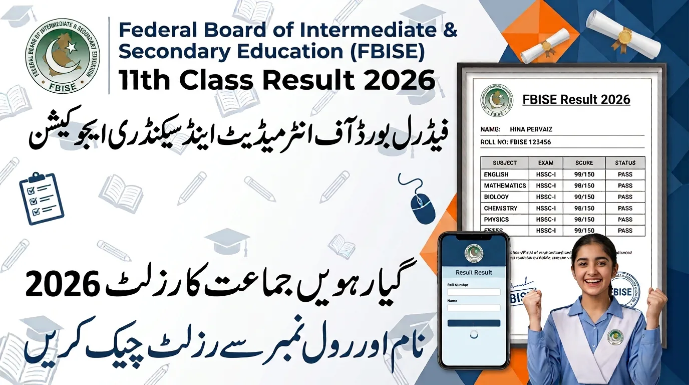 FBISE 11th Class Result 2026 Check By Name Roll Number