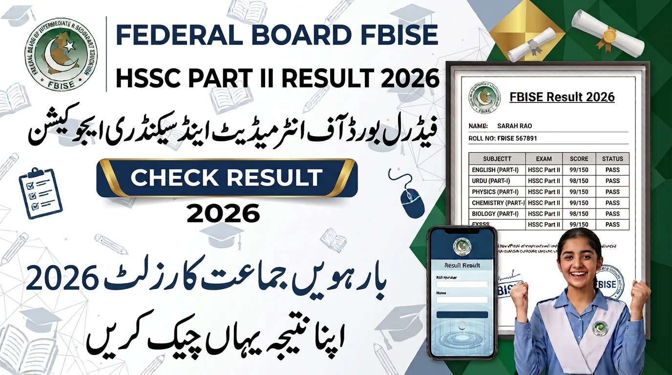 FBISE HSSC Part II Result 2026 Check By Name Roll Number