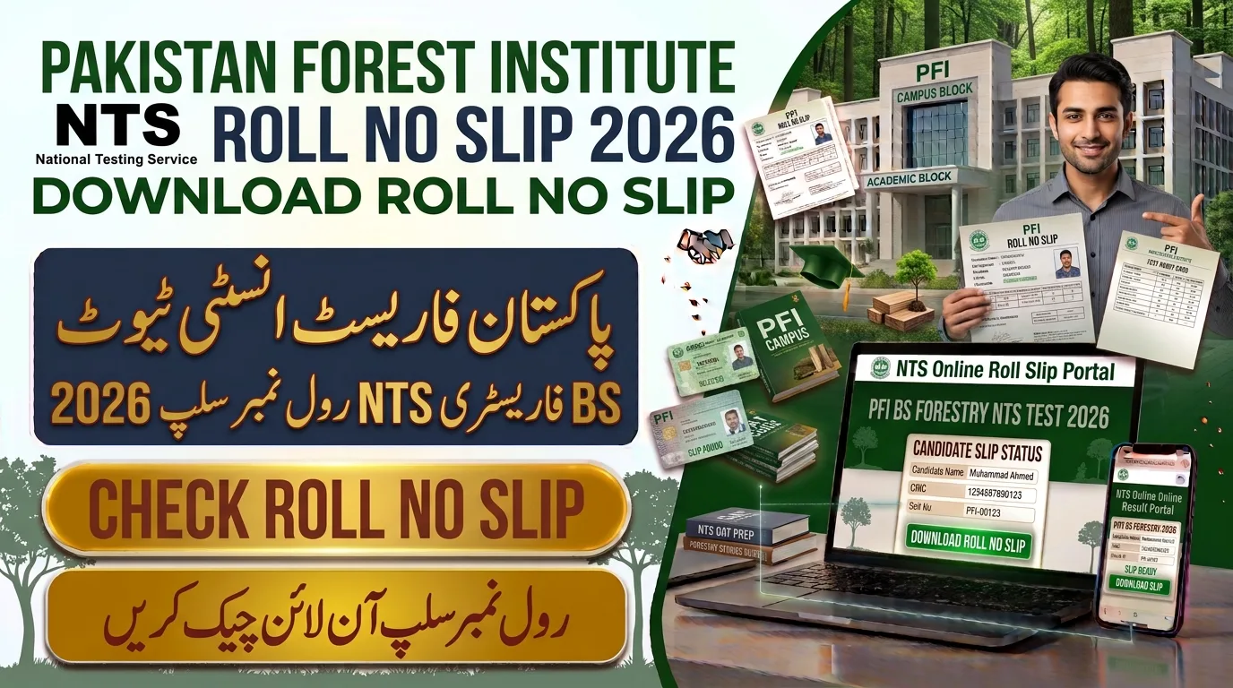 PFI Pakistan Forest Institute BS Forestry NTS Roll No Slip