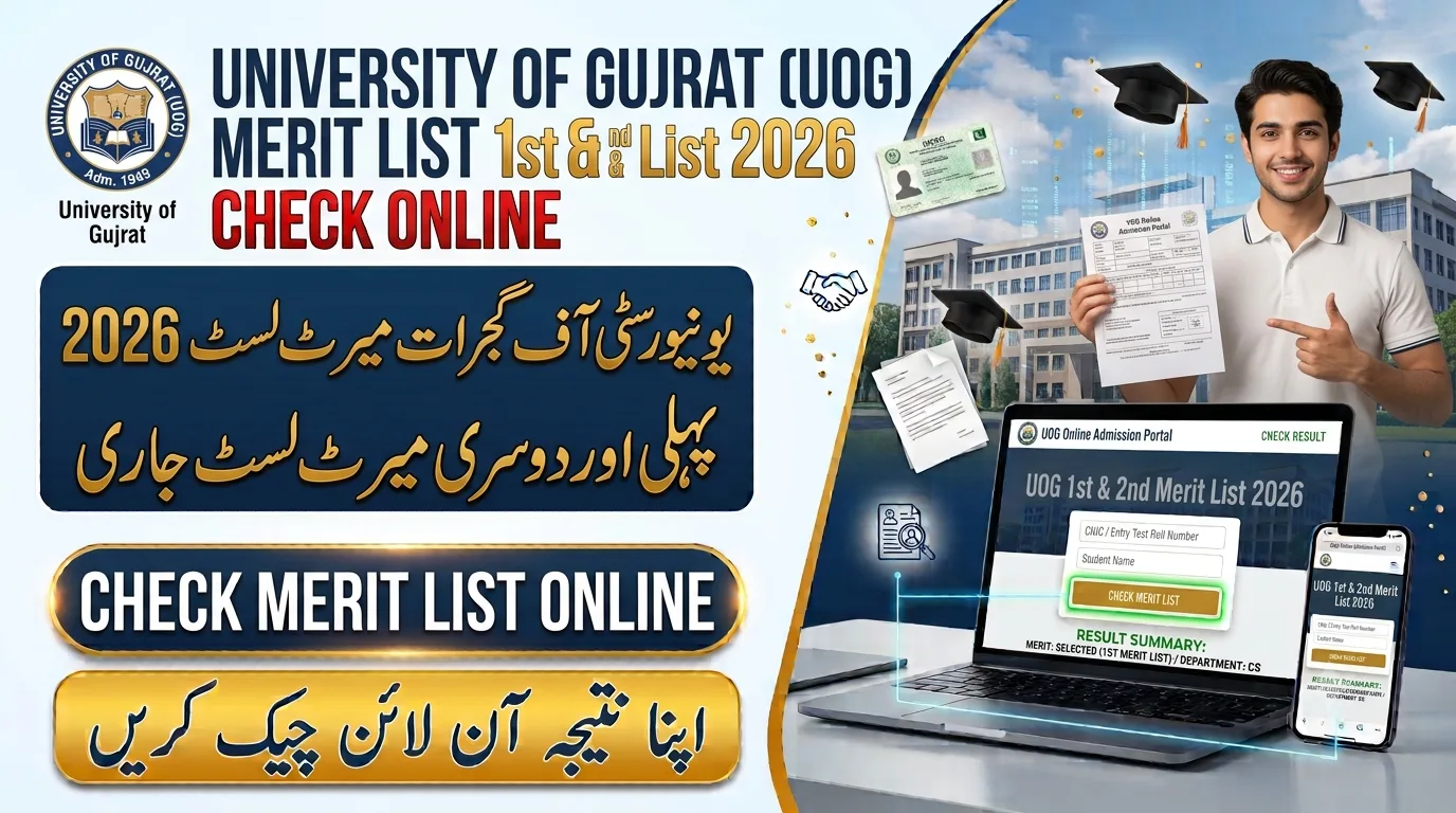 University of Gujrat UOG Merit List BS Graduate Undergraduate